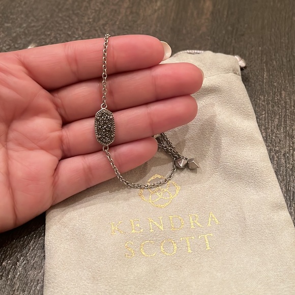 Kendra Scott Elaina Silver Adjustable Chain Bracelet in Platinum Drusy - Picture 3 of 5